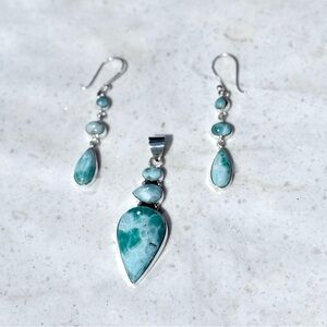925 Sterling Silver Larimar Matching Set